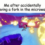 RUN!!!!!!!!!!!!!!!!!!!!!! | Me after accidentally leaving a fork in the microwave | image tagged in gifs,memes | made w/ Imgflip video-to-gif maker