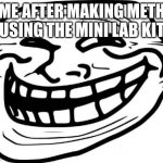 insert crimes committed here | ME AFTER MAKING METH USING THE MINI LAB KIT | image tagged in memes,troll face | made w/ Imgflip meme maker