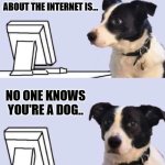 good lord dog | THE GREAT THING ABOUT THE INTERNET IS... NO ONE KNOWS YOU'RE A DOG.. | image tagged in good lord dog | made w/ Imgflip meme maker