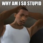 Desperate CJ | WHY AM I SO STUPID | image tagged in desperate cj,memes,funny,stupid,hi site moderator how are you | made w/ Imgflip meme maker