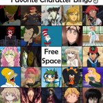 favorite character bingo 3 | image tagged in character bingo 3,favorites,anime,video games,movies,cartoons | made w/ Imgflip meme maker