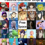 favorite character bingo 4 | 4 | image tagged in favorite character bingo 4,bingo,video games,cartoons,movies,anime | made w/ Imgflip meme maker