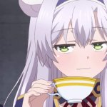 Anime girl sipping tea template