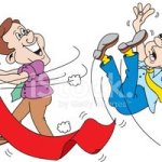 Man pulls rug from under Man