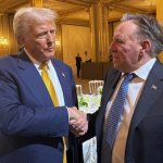 François Legault shaking hands with Donald Trump