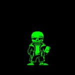 Green sans looking at phone