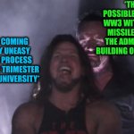 -You can leave dat faculty no exams. | *THE REAL POSSIBLE CHANCES OF WW3 WITH ORESHNIK MISSILE FLOWN FOR THE ADMINISTRATIVE BUILDING OF PROFESSORS*; ORESHNIK; *THE NEAR COMING NECESSARY UNEASY EDUCATION PROCESS FOR PASS THE TRIMESTER EXAMS IN AN UNIVERSITY* | image tagged in aj styles undertaker,ww3,oreshnik,missile,exams,professor in front of class | made w/ Imgflip meme maker