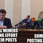 Like bruh | ACTUAL MEMERS PUTTING EFFORT IN THEIR POSTS; SOME GUY POSTING A POTATO | image tagged in man and woman microphone | made w/ Imgflip meme maker