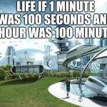 Too bad | LIFE IF 1 MINUTE WAS 100 SECONDS AND 1 HOUR WAS 100 MINUTES | image tagged in funny,life sucks | made w/ Imgflip meme maker