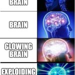 sdaf | TINY BRAIN; BRAIN; GLOWING BRAIN; EXPLOIDING BRAIN | image tagged in memes,expanding brain | made w/ Imgflip meme maker