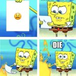 SpongeBob burning cringe paper