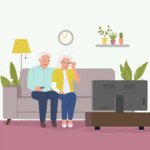 Old Couple Watching TV Cartoon