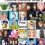 favorite character bingo 7 | 7 | image tagged in favorite character bingo,7,videogames,anime,movies,comics/cartoons | made w/ Imgflip meme maker