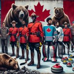 Canadian Mounties, ice hockey goalie, Grizzly bear, curler defen