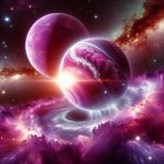 Pink planet coliding with a purple planet template