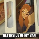 Get Inside Of My Van | GET INSIDE OF MY VAN | image tagged in dixie's hiding,the fox and the hound 2,new actress,mgm,united artists | made w/ Imgflip meme maker