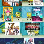 Spongebob shows Patrick Garbage | NETFLIX ANIME SUCKS | image tagged in spongebob shows patrick garbage | made w/ Imgflip meme maker