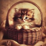 Cute kitten in a basket