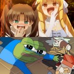 Anime girls laughing at Pepe