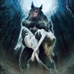 Werewolf holding girl