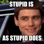 Stupid | STUPID IS; AS STUPID DOES | image tagged in dumb and dumber,funny memes | made w/ Imgflip meme maker