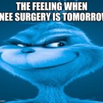 knee surgery | THE FEELING WHEN KNEE SURGERY IS TOMORROW | image tagged in knee surgery | made w/ Imgflip meme maker