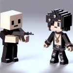 One Roblox Guy Have a gun pointing at roblox boy emo template