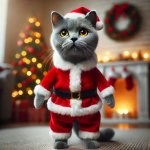 Gray Santa cat