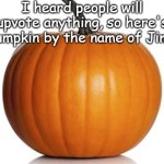 Jimmy does get depressed when no upvotes | I heard people will upvote anything, so here's a pumpkin by the name of Jimmy | image tagged in pumpkin,memes,upvote,upvote begging | made w/ Imgflip meme maker