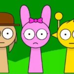 Tunner, Pinki, and Simon staring at you meme