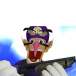 Waluigi with a shotgun