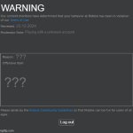 Roblox Ban | WARNING; 23.12.2024; Playing with a unknown account; ??? ??? Log out | image tagged in roblox ban | made w/ Imgflip meme maker