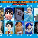 the most famous animated characters of the 2010s | image tagged in the most famous animated characters of the 2010s,2010s,iconic,smg4,anime,cartoons | made w/ Imgflip meme maker