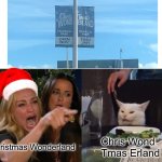 Woman Yelling At Cat | Christmas Wonderland; Chris Wond
Tmas Erland | image tagged in memes,woman yelling at cat | made w/ Imgflip meme maker