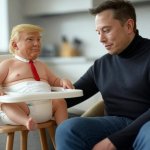 Donald Trump baby high chair with Daddy Elon Musk #elonald