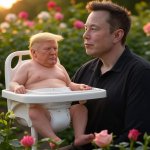 Donald Trump baby high chair with Daddy Elon Musk #elonald