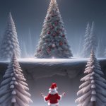 Santa and trees