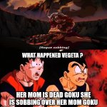 goku and vegeta shocked at rogue sobbing