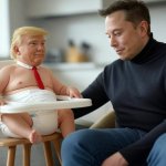 Donald Trump baby high chair with Daddy Elon Musk #elonald