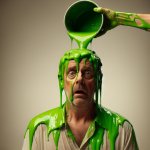 pouring goo on a man's head