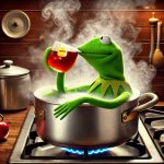 Kermit drinking tea