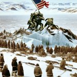 American soldiers raise American flag over Greenland