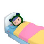 Rubi sleeping in the bed