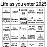 Entering 2025 bingo meme