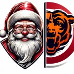 Santa Claus and a Chicago Bears logo