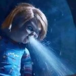 Chucky spitting water meme