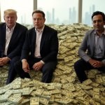 Donald Trump, Elon Musk, Vivek Ramaswamy pile of money oligarchy