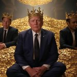 Donald Trump, Elon Musk, Vivek Ramaswamy pile of gold  oligarchy