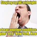 Happy 2025 | Staying up till midnight; To hear another rendition of “Imagine” and “New York, New York” | image tagged in yawn | made w/ Imgflip meme maker