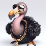 3d thug life dodo with sunglasses and  gold chain